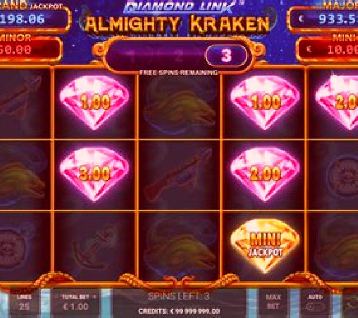 Diamond Link Almighty Kraken slot game