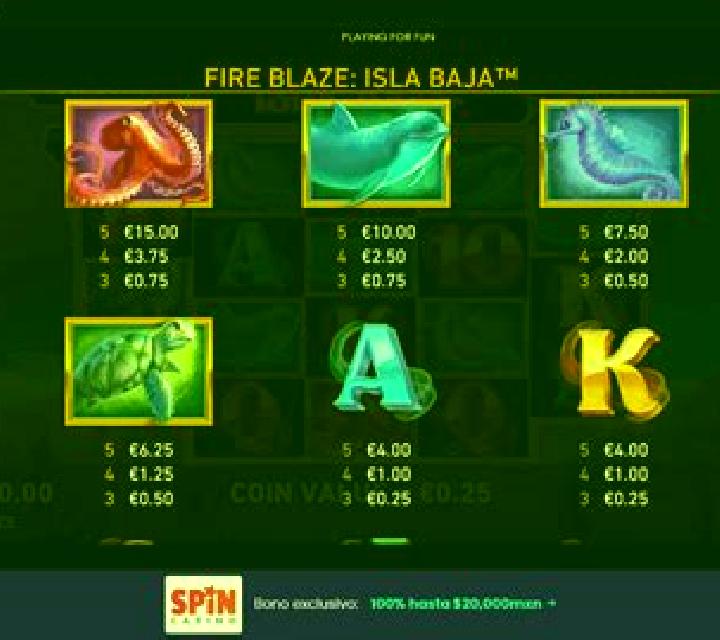 Fire Blaze Isla Baja slot machine