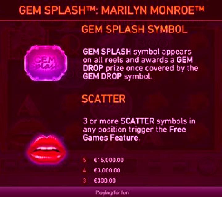 Gem Splash Marilyn Monroe slot