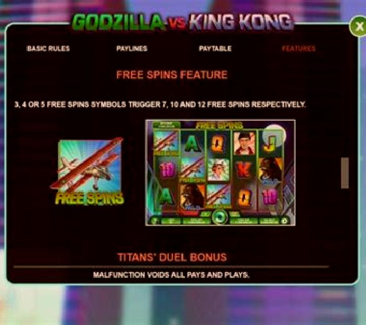 Godzilla vs King Kong slot machine