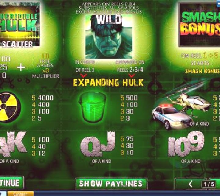 The Incredible Hulk slot game